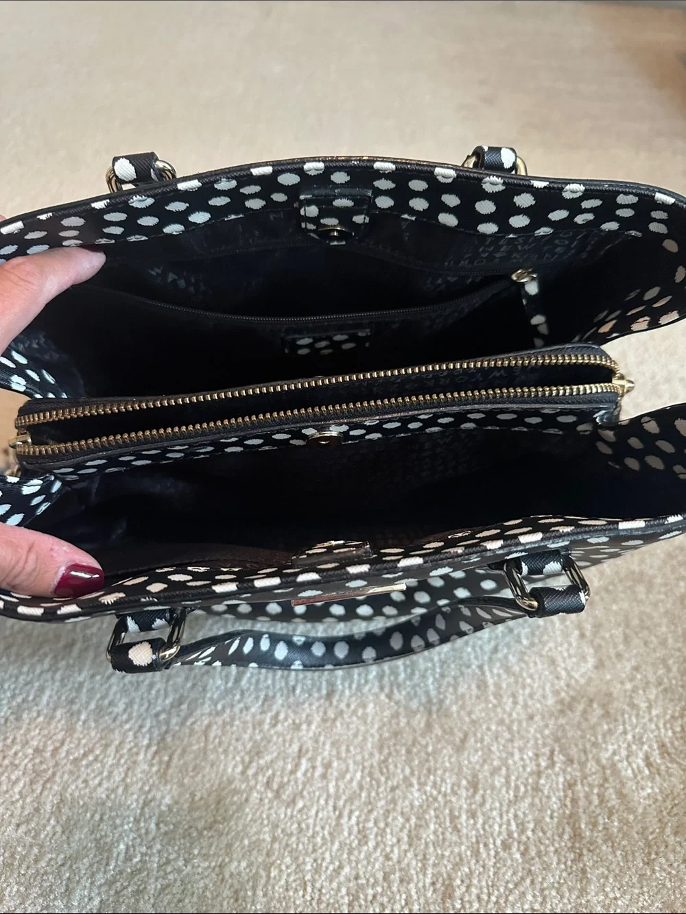 Kate Spadw Black & White Polka Dot Crossbody and Handheld Satchel
